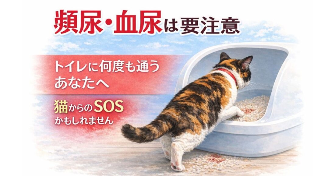 猫の膀胱炎で見られる頻尿の症状(トイレに何度も通う様子)