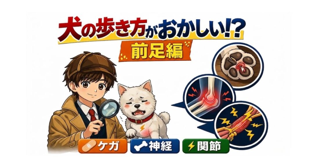 犬の歩き方がおかしい？前足の原因と危険な症状（びっこ・足をつかない）と受診の目安【蒼太探偵シリーズ】｜佐倉市の動物病院なら若山動物病院