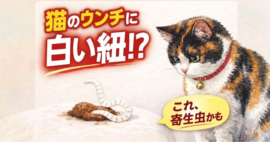 猫のウンチと一緒に白い紐？マンソン裂頭条虫?