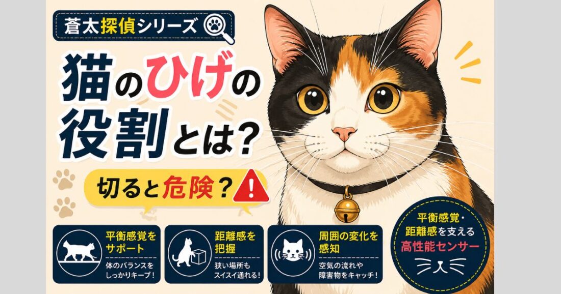【蒼太探偵シリーズ】猫のひげの役割とは？｜切ると危険？平衡感覚・距離感を支える高性能センサー｜佐倉市の動物病院なら若山動物病院