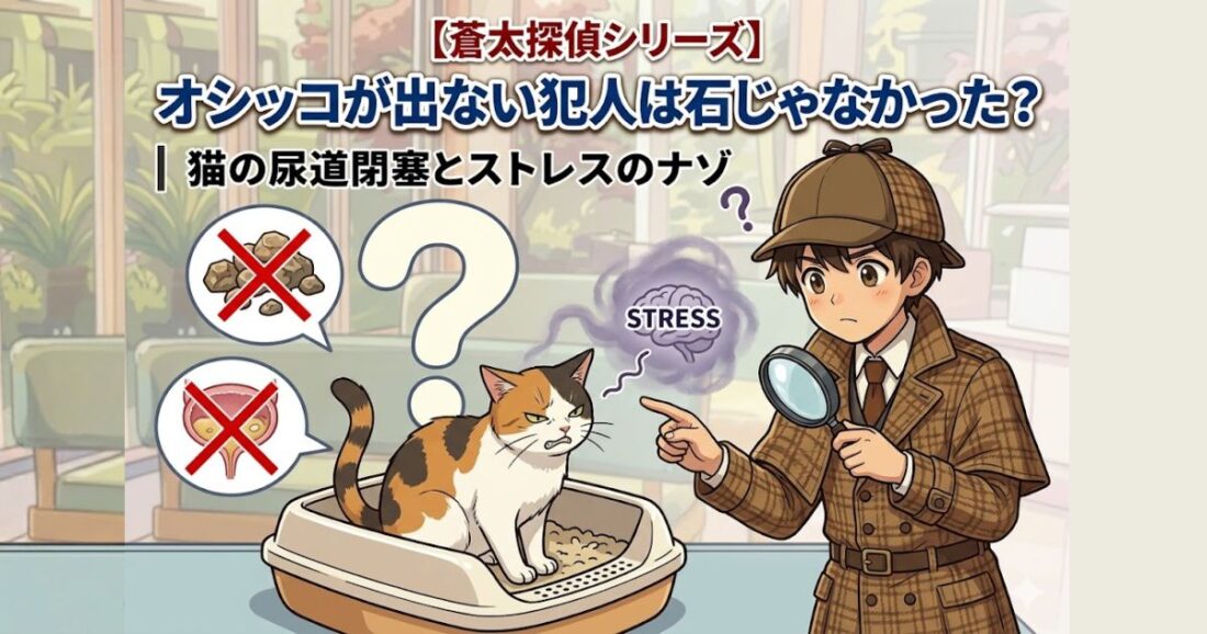 【蒼太探偵シリーズ】オシッコが出ない犯人は石じゃなかった？｜猫の尿道閉塞とストレスのナゾ｜佐倉市の動物病院なら若山動物病院