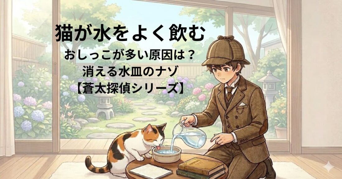 【蒼太探偵シリーズ】猫が水をよく飲む・おしっこが多い原因は？消える水皿のナゾ｜佐倉市の動物病院なら若山動物病院