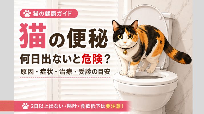 猫の便秘は何日出ないと危険?原因・症状・治療・受診の目安を解説するアイキャッチ画像